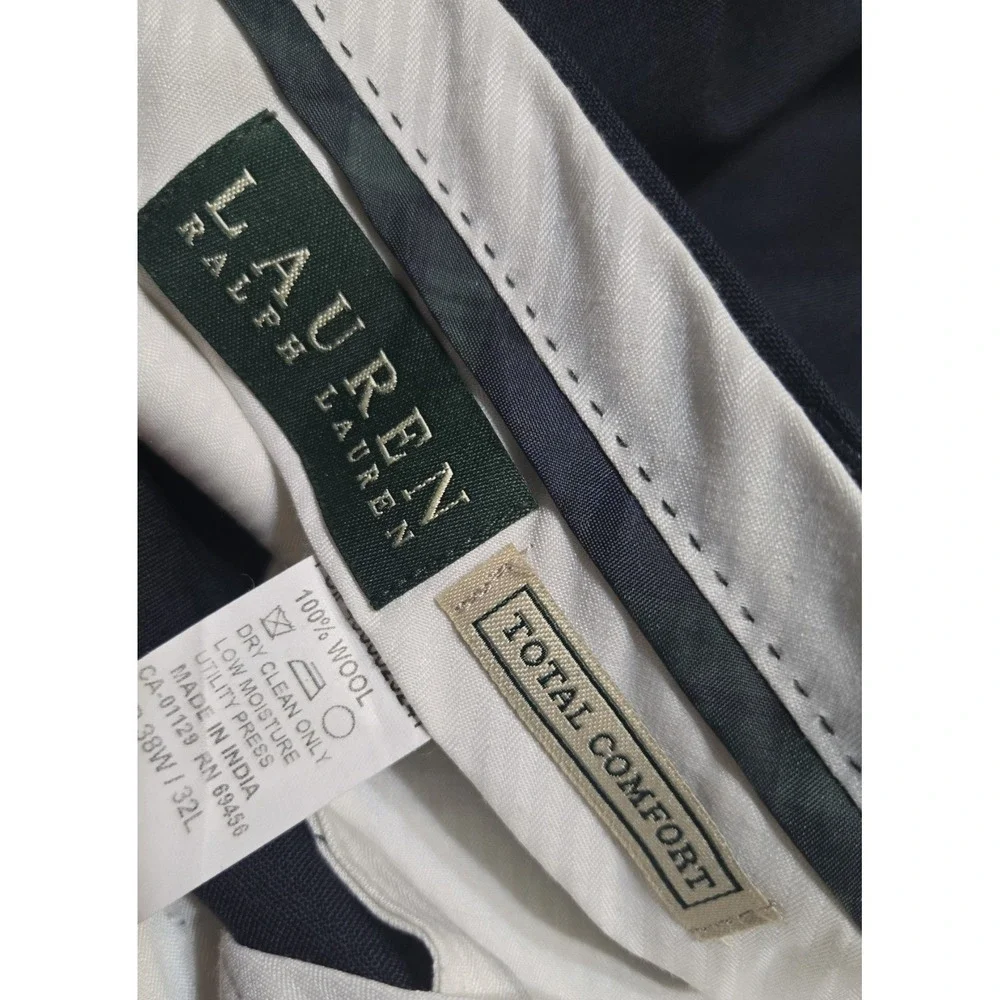 Lauren Ralph Lauren Total Comfort Mens‎ 38x32 (38x27 Hem) Navy Wool Dress Pants